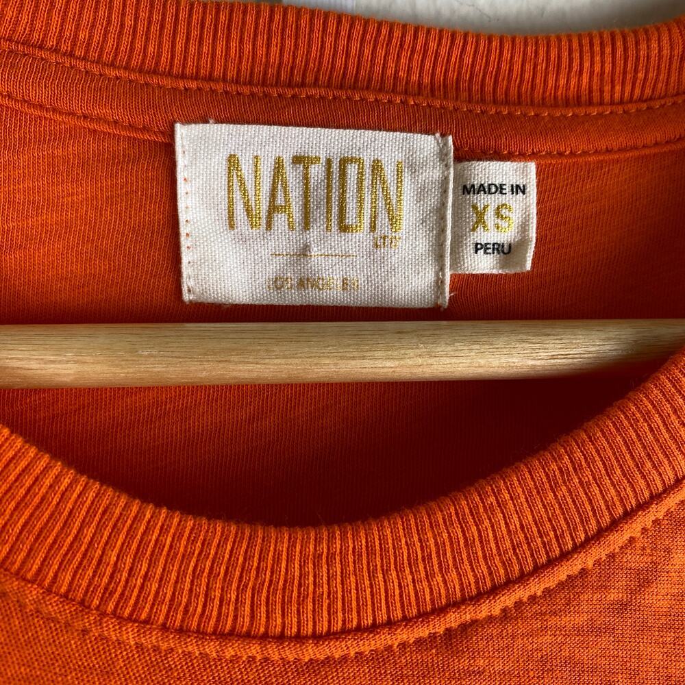 Nation LTD Azalia Midi Dress Orange Pima Cotton Short Sleeve XS - Picture 11 of 15